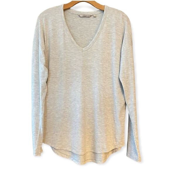 Athleta S Heathered Gray Slouchy Relaxed Jersey Soft Long Sleeve T-Shirt - Picture 1 of 8